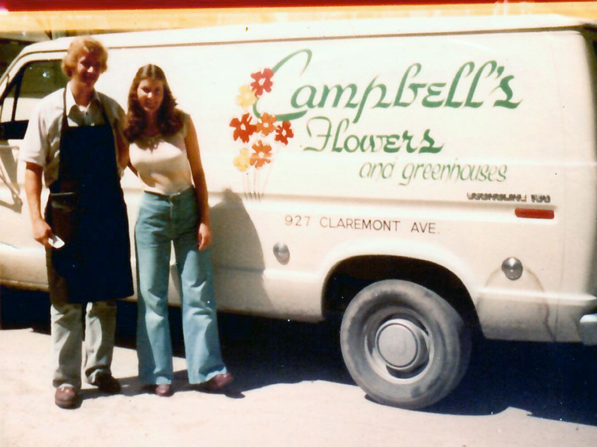 Gary and Mardi Stanifer, with a branded delivery van, soon after taking ownership of the business